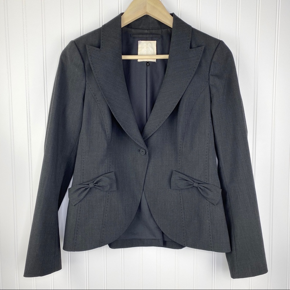 Rebecca Taylor Gray Wool Bow Blazer / Jacket Size 6